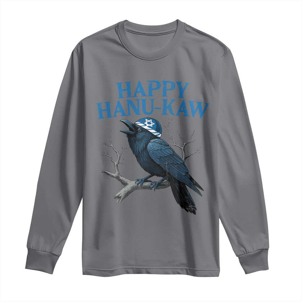 Funny Hanukkah Crow Long Sleeve Shirt Happy Hanukaw Jewish Holiday TS11 Charcoal Print Your Wear