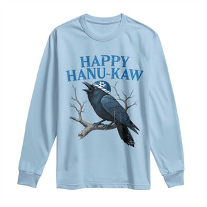 Funny Hanukkah Crow Long Sleeve Shirt Happy Hanukaw Jewish Holiday TS11 Light Blue Print Your Wear