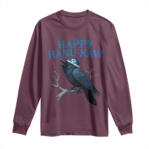 Funny Hanukkah Crow Long Sleeve Shirt Happy Hanukaw Jewish Holiday TS11 Maroon Print Your Wear