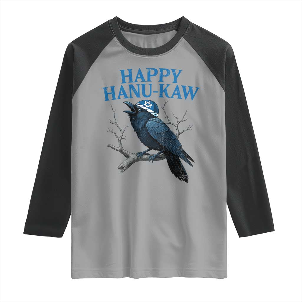 Funny Hanukkah Crow Raglan Shirt Happy Hanukaw Jewish Holiday TS11 Sport Gray Black Print Your Wear