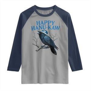 Funny Hanukkah Crow Raglan Shirt Happy Hanukaw Jewish Holiday TS11 Sport Gray Navy Print Your Wear