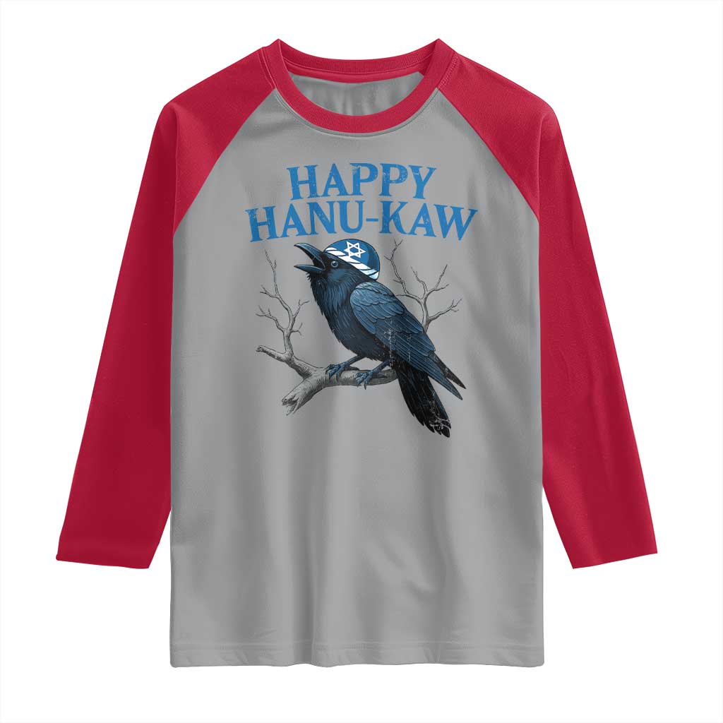Funny Hanukkah Crow Raglan Shirt Happy Hanukaw Jewish Holiday TS11 Sport Gray Red Print Your Wear