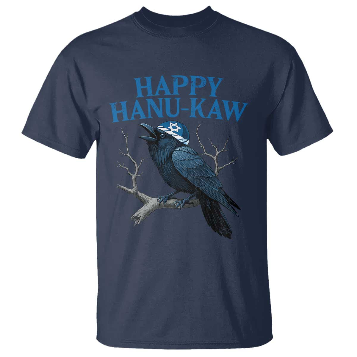 Funny Hanukkah Crow T Shirt Happy Hanukaw Jewish Holiday TS11 Navy Print Your Wear
