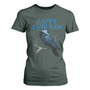 Funny Hanukkah Crow T Shirt For Women Happy Hanukaw Jewish Holiday TS11 Dark Forest Green Print Your Wear