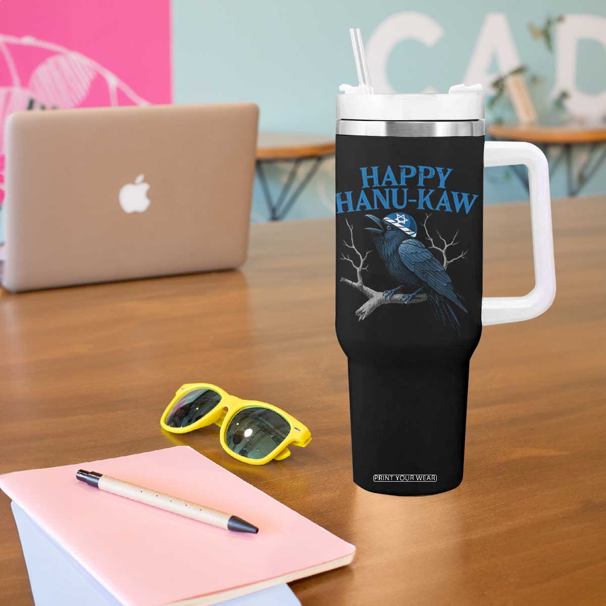 Funny Hanukkah Crow Tumbler With Handle Happy Hanukaw Jewish Holiday TS11 Print Your Wear