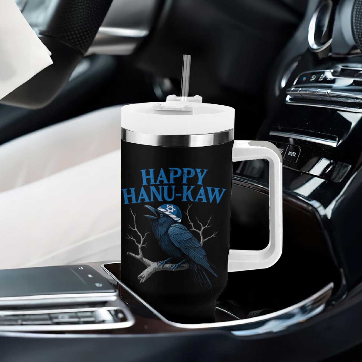 Funny Hanukkah Crow Tumbler With Handle Happy Hanukaw Jewish Holiday TS11 Print Your Wear