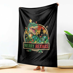 Funny Christmas Dinosaur Throw Blanket Merry Rexmas Dino Xmas Tree TS11 Print Your Wear