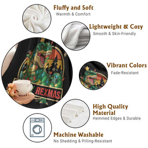 Funny Christmas Dinosaur Throw Blanket Merry Rexmas Dino Xmas Tree TS11 Print Your Wear