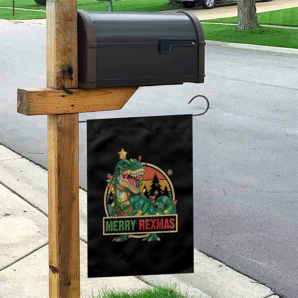 Funny Christmas Dinosaur Garden Flag Merry Rexmas Dino Xmas Tree TS11 Print Your Wear