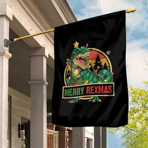 Funny Christmas Dinosaur Garden Flag Merry Rexmas Dino Xmas Tree TS11 Print Your Wear