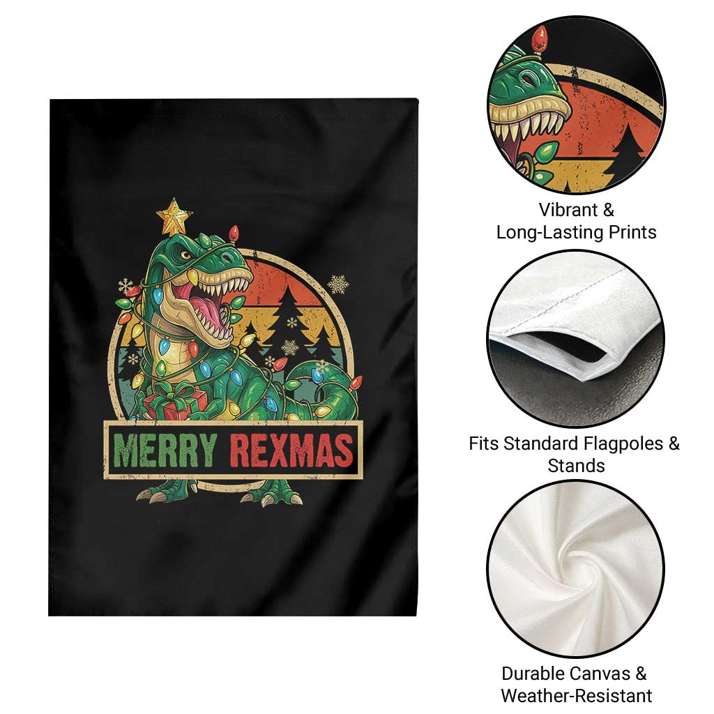 Funny Christmas Dinosaur Garden Flag Merry Rexmas Dino Xmas Tree TS11 Print Your Wear