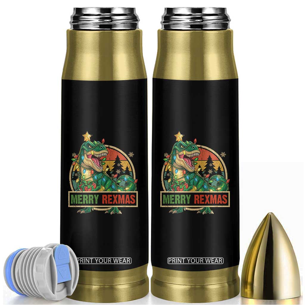 Funny Christmas Dinosaur Bullet Tumbler Merry Rexmas Dino Xmas Tree TS11 Black Print Your Wear