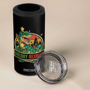 Funny Christmas Dinosaur 4 in 1 Can Cooler Tumbler Merry Rexmas Dino Xmas Tree - Print Your Wear