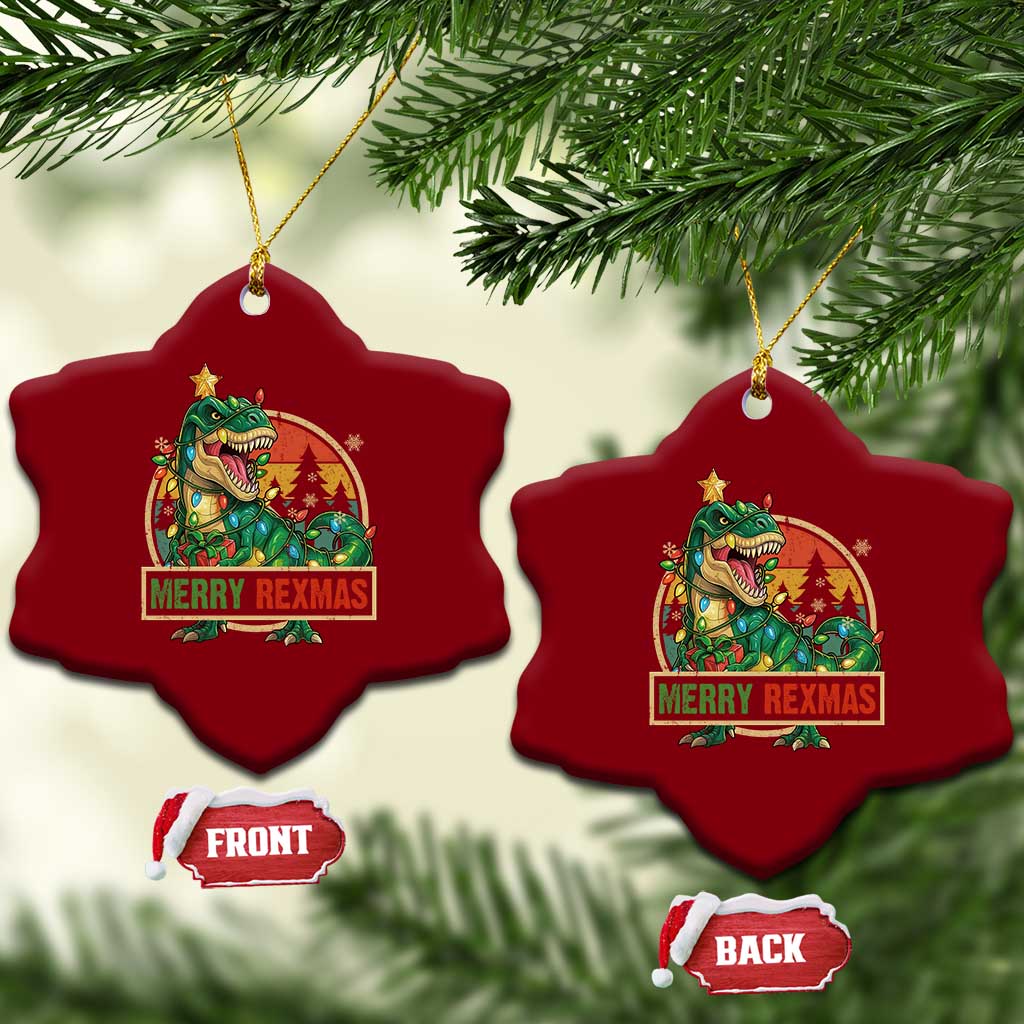 Funny Christmas Dinosaur Ceramic Ornament Merry Rexmas Dino Xmas Tree TS11 Print Your Wear