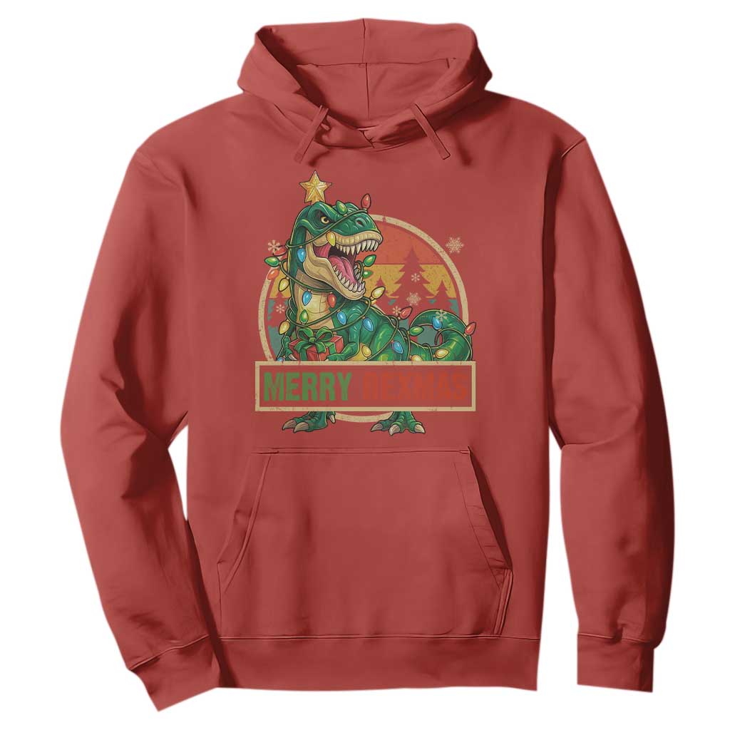 Funny Christmas Dinosaur Hoodie Merry Rexmas Dino Xmas Tree TS11 Red Print Your Wear