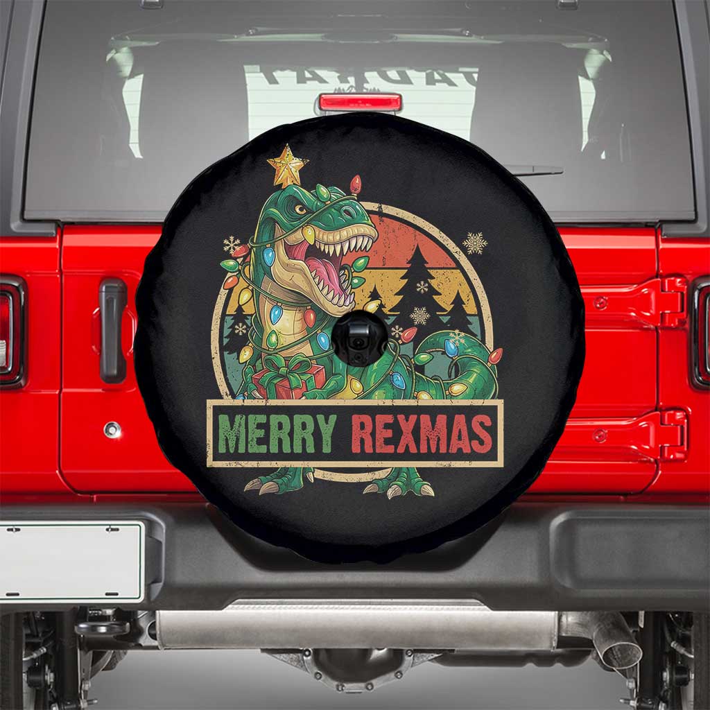 Funny Christmas Dinosaur Spare Tire Cover Merry Rexmas Dino Xmas Tree TS11 Black Print Your Wear