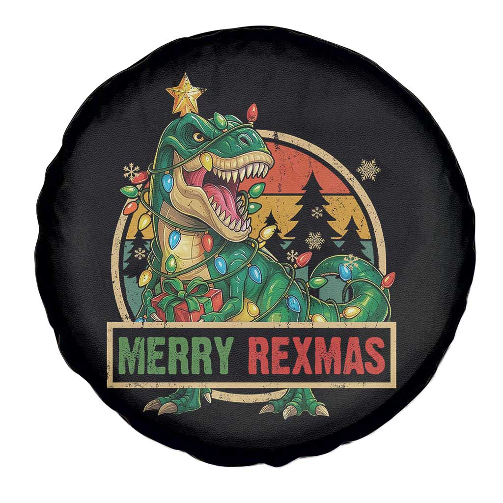 Funny Christmas Dinosaur Spare Tire Cover Merry Rexmas Dino Xmas Tree TS11 Print Your Wear