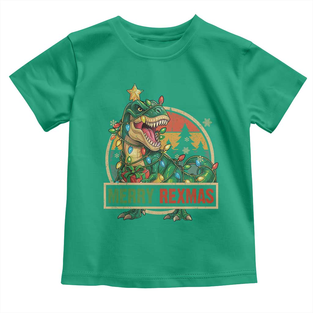 Funny Christmas Dinosaur Toddler T Shirt Merry Rexmas Dino Xmas Tree TS11 Irish Green Print Your Wear