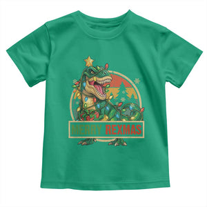 Funny Christmas Dinosaur Toddler T Shirt Merry Rexmas Dino Xmas Tree TS11 Irish Green Print Your Wear