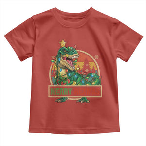 Funny Christmas Dinosaur Toddler T Shirt Merry Rexmas Dino Xmas Tree TS11 Red Print Your Wear