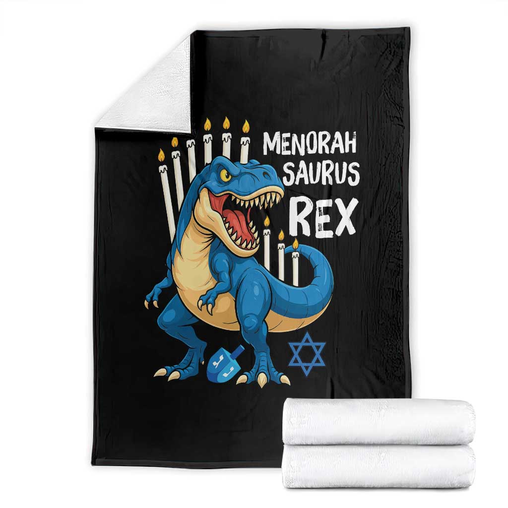 Funny Hanukkah Dinosaur Throw Blanket Menorasaurus Rex Jewish Holiday Chanukkah TS11 Black Print Your Wear