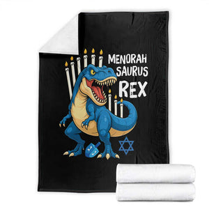 Funny Hanukkah Dinosaur Throw Blanket Menorasaurus Rex Jewish Holiday Chanukkah TS11 Black Print Your Wear