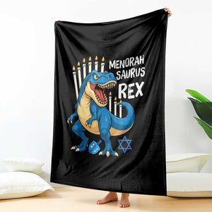 Funny Hanukkah Dinosaur Throw Blanket Menorasaurus Rex Jewish Holiday Chanukkah TS11 Print Your Wear