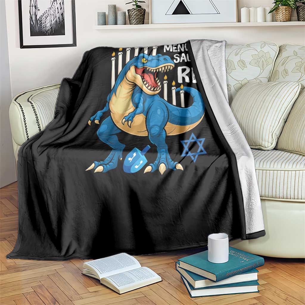 Funny Hanukkah Dinosaur Throw Blanket Menorasaurus Rex Jewish Holiday Chanukkah TS11 Print Your Wear