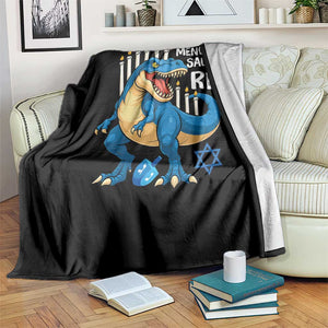 Funny Hanukkah Dinosaur Throw Blanket Menorasaurus Rex Jewish Holiday Chanukkah TS11 Print Your Wear