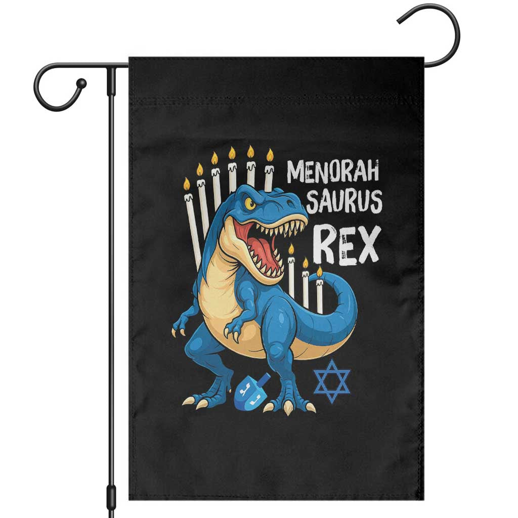 Funny Hanukkah Dinosaur Garden Flag Menorasaurus Rex Jewish Holiday Chanukkah TS11 Black Print Your Wear