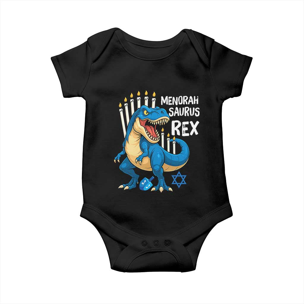 Funny Hanukkah Dinosaur Baby Onesie Menorasaurus Rex Jewish Holiday Chanukkah TS11 Black Print Your Wear