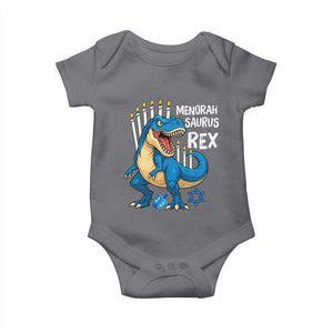 Funny Hanukkah Dinosaur Baby Onesie Menorasaurus Rex Jewish Holiday Chanukkah TS11 Charcoal Print Your Wear