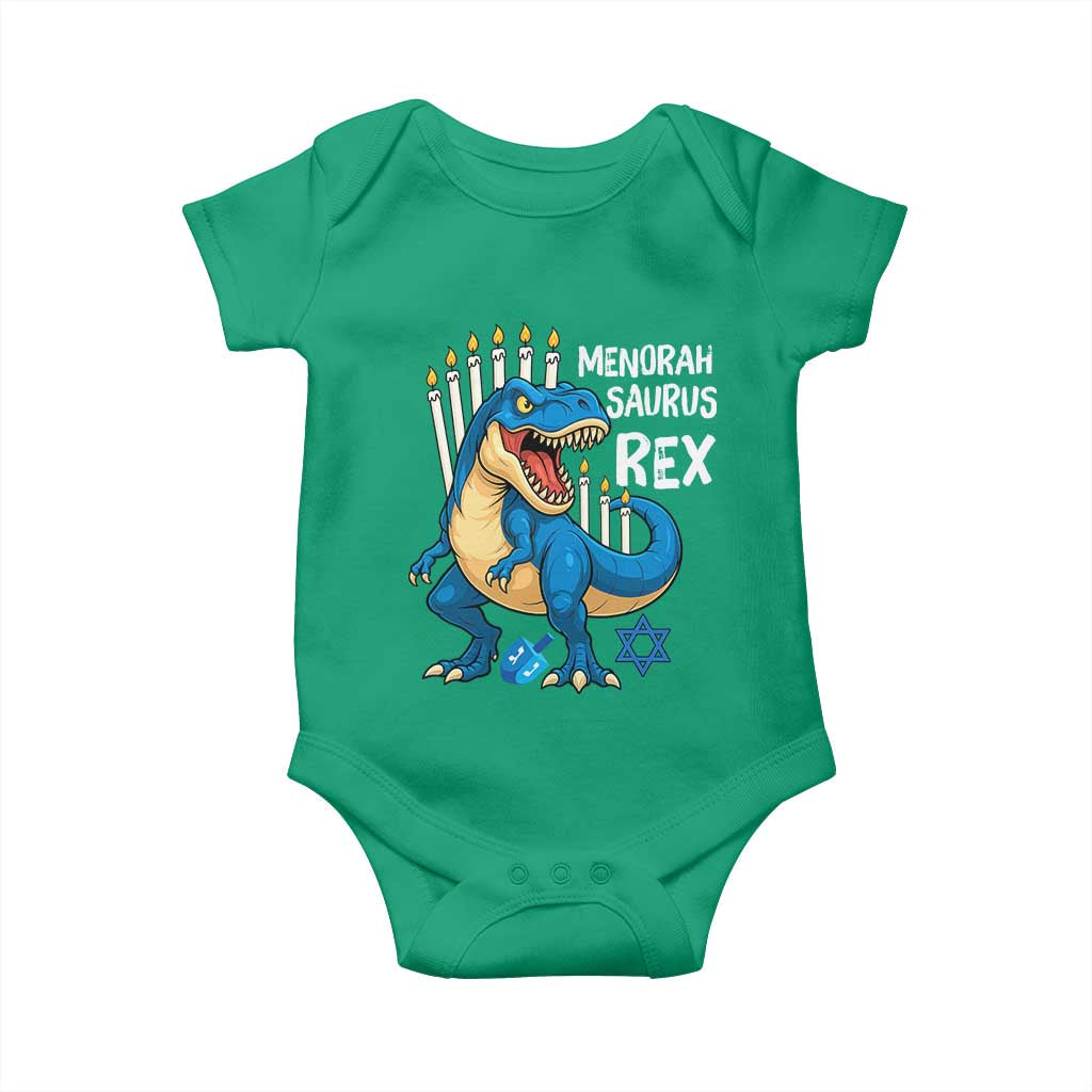 Funny Hanukkah Dinosaur Baby Onesie Menorasaurus Rex Jewish Holiday Chanukkah TS11 Irish Green Print Your Wear