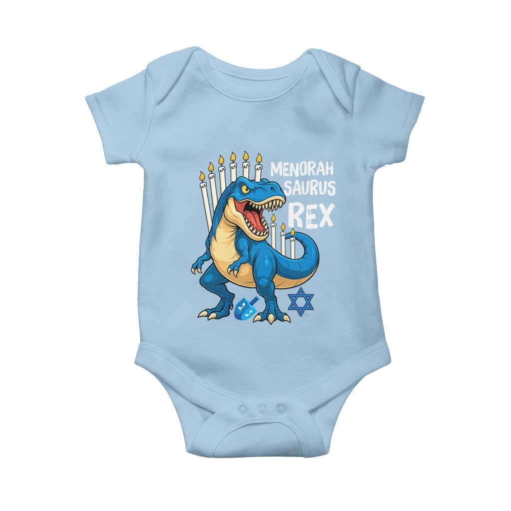 Funny Hanukkah Dinosaur Baby Onesie Menorasaurus Rex Jewish Holiday Chanukkah TS11 Light Blue Print Your Wear