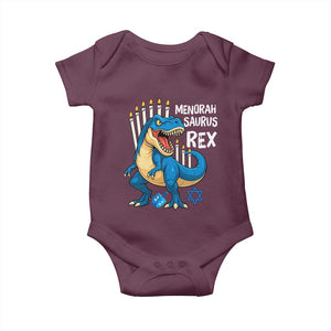 Funny Hanukkah Dinosaur Baby Onesie Menorasaurus Rex Jewish Holiday Chanukkah TS11 Maroon Print Your Wear