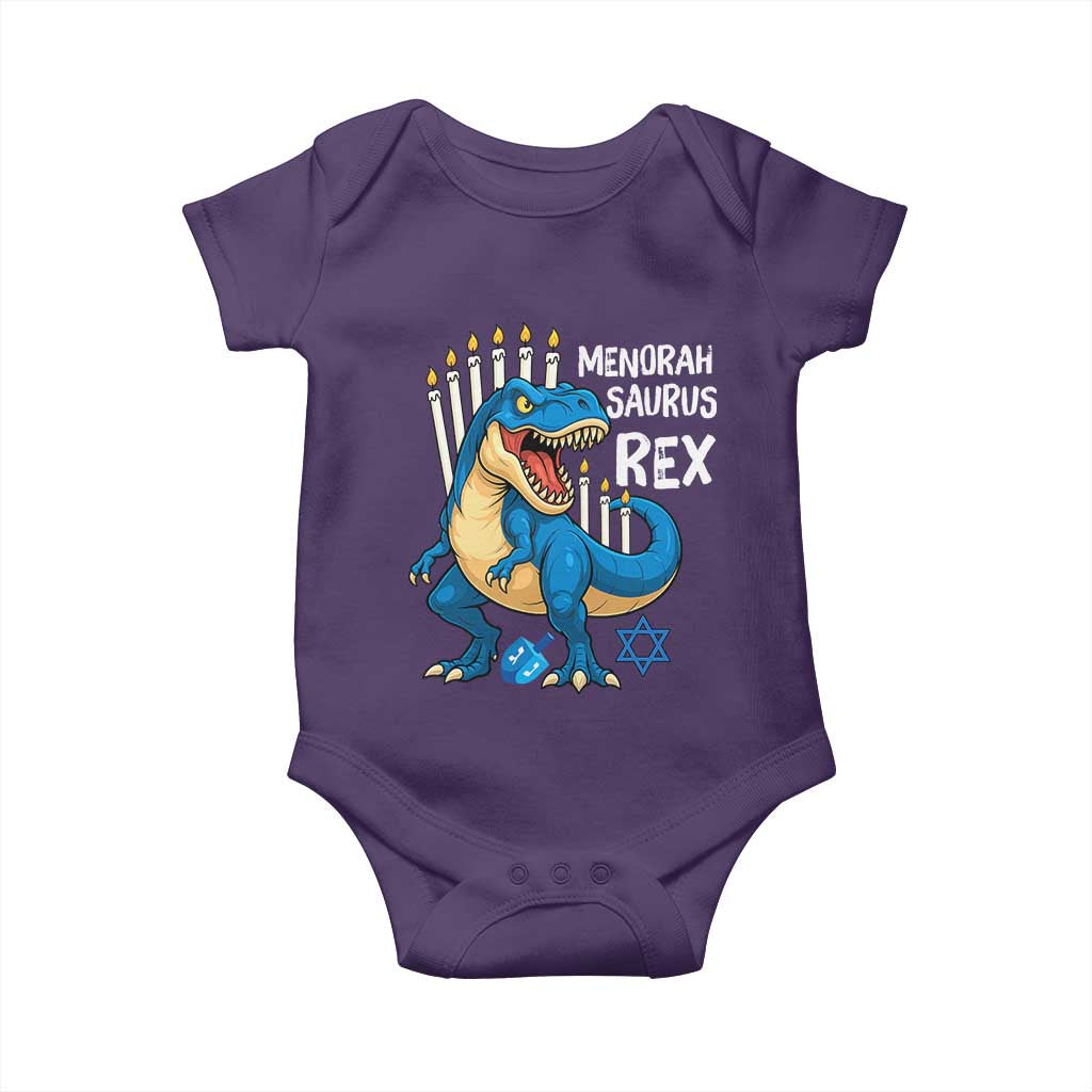Funny Hanukkah Dinosaur Baby Onesie Menorasaurus Rex Jewish Holiday Chanukkah TS11 Purple Print Your Wear