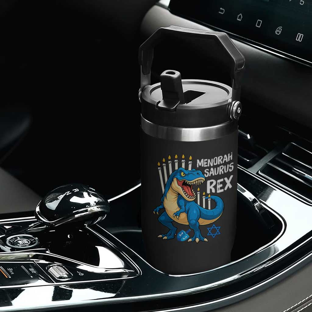 Funny Hanukkah Dinosaur Flip Straw Tumbler Menorasaurus Rex Jewish Holiday Chanukkah TS11 Print Your Wear