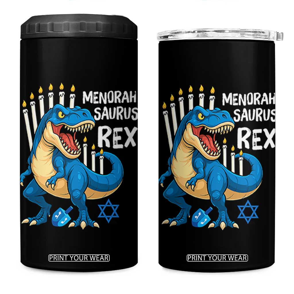 Funny Hanukkah Dinosaur 4 in 1 Can Cooler Tumbler Menorasaurus Rex Jewish Holiday Chanukkah TS11 One Size: 16 oz Black Print Your Wear