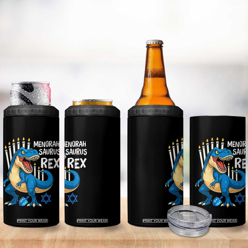 Funny Hanukkah Dinosaur 4 in 1 Can Cooler Tumbler Menorasaurus Rex Jewish Holiday Chanukkah TS11 Print Your Wear