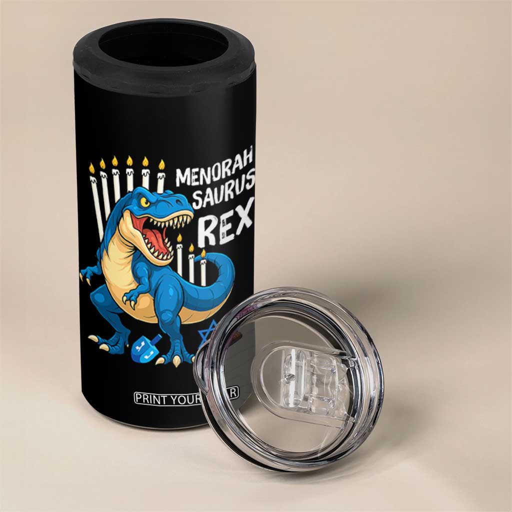 Funny Hanukkah Dinosaur 4 in 1 Can Cooler Tumbler Menorasaurus Rex Jewish Holiday Chanukkah TS11 Print Your Wear