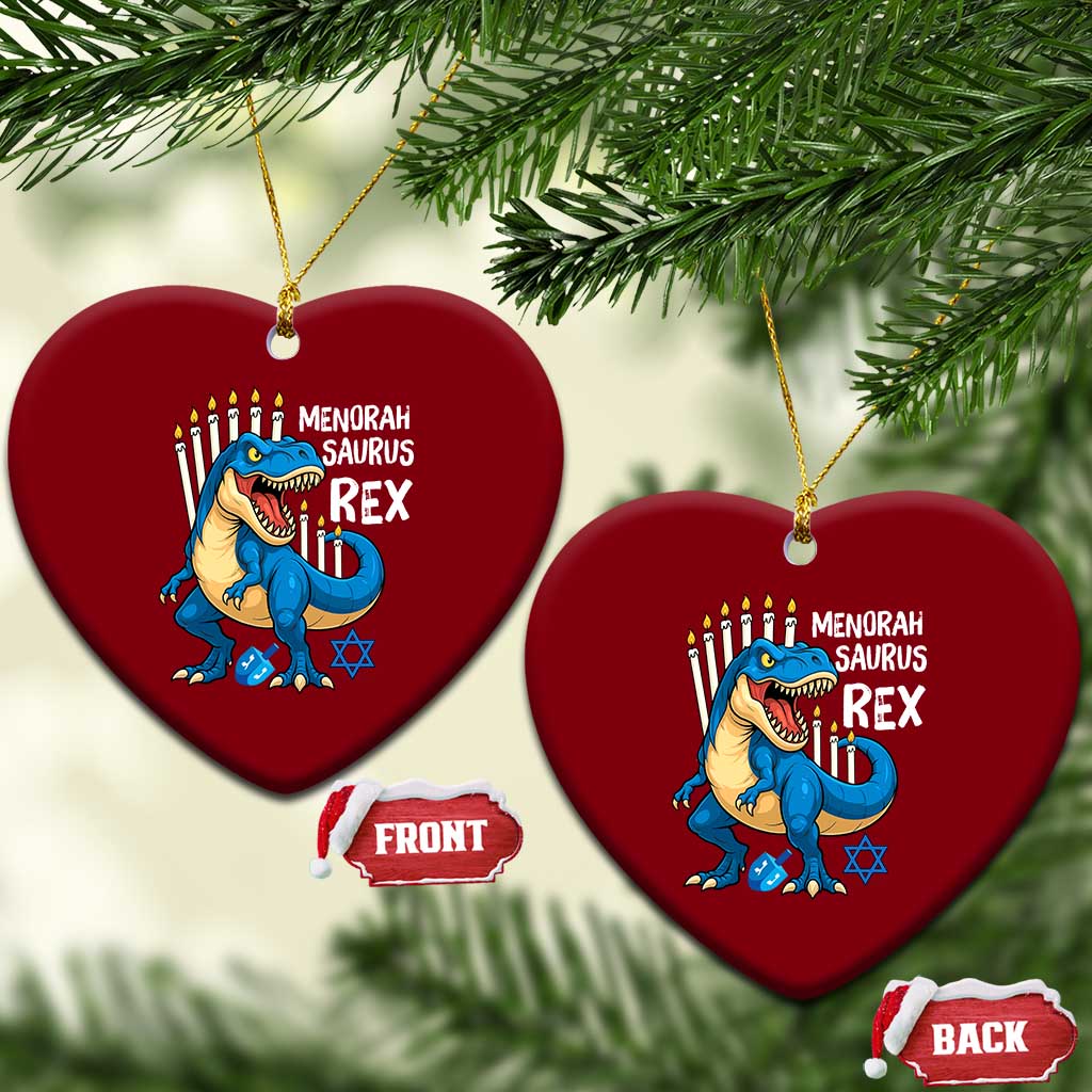 Funny Hanukkah Dinosaur Ceramic Ornament Menorasaurus Rex Jewish Holiday Chanukkah TS11 Print Your Wear