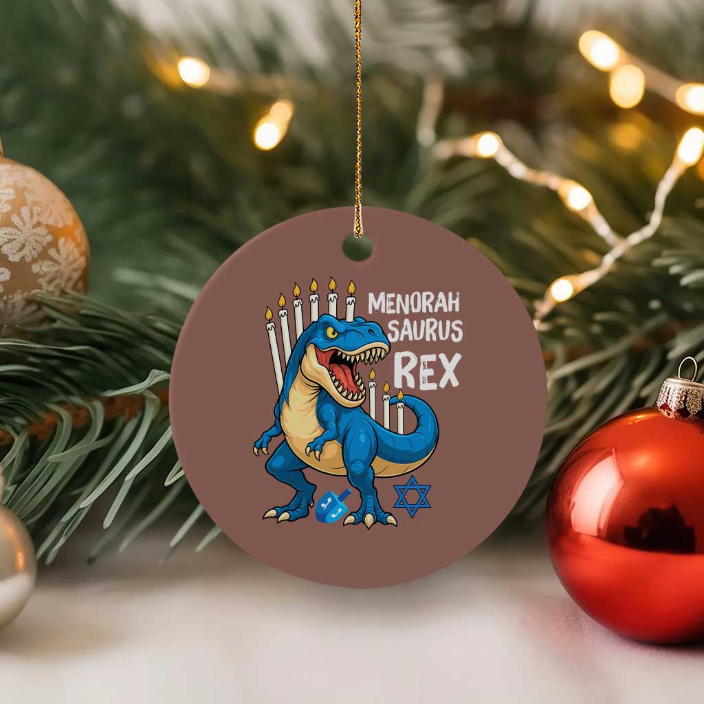 Funny Hanukkah Dinosaur Ceramic Ornament Menorasaurus Rex Jewish Holiday Chanukkah TS11 1pc Mocha Print Your Wear