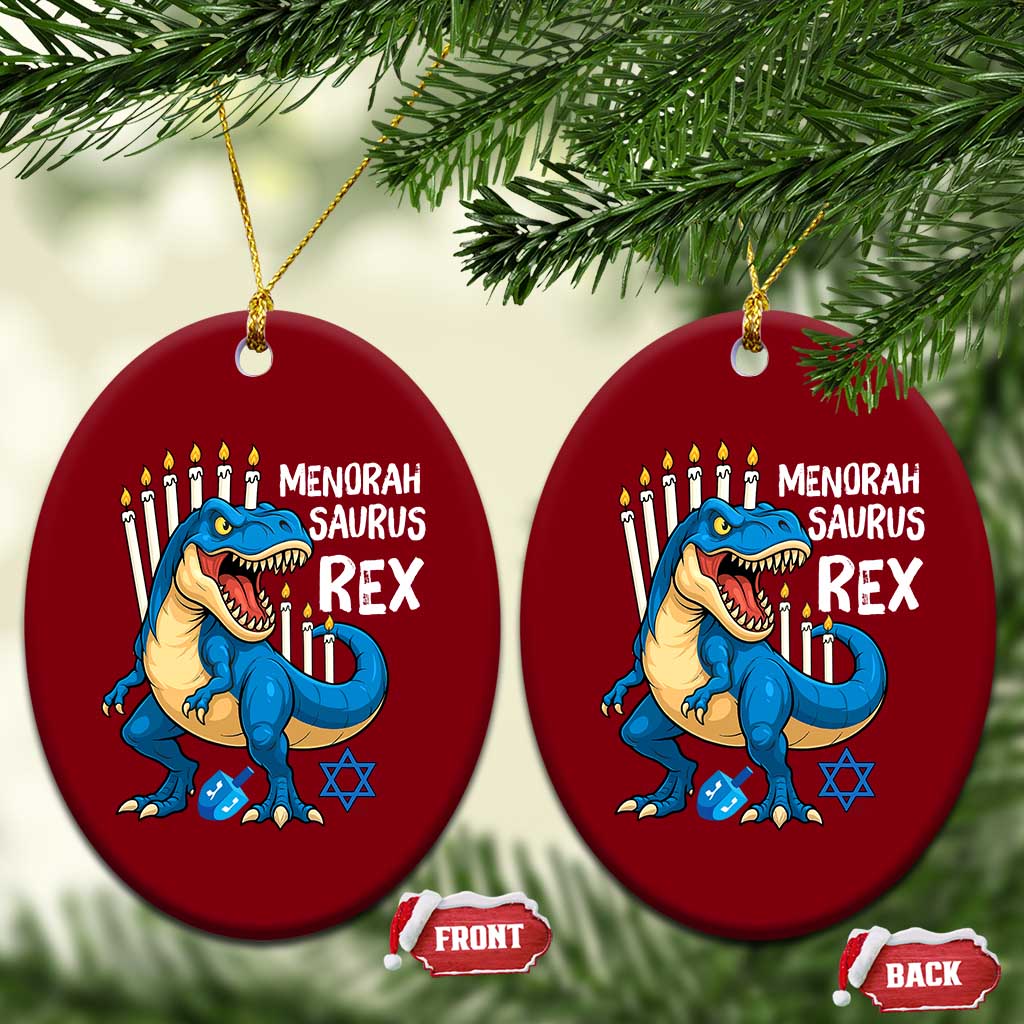 Funny Hanukkah Dinosaur Ceramic Ornament Menorasaurus Rex Jewish Holiday Chanukkah TS11 Print Your Wear