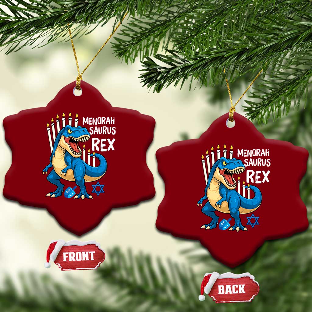 Funny Hanukkah Dinosaur Ceramic Ornament Menorasaurus Rex Jewish Holiday Chanukkah TS11 Print Your Wear