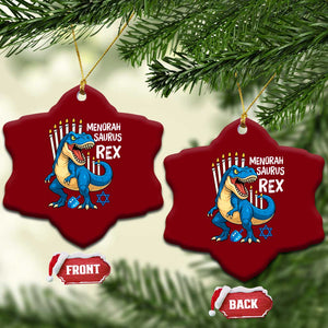 Funny Hanukkah Dinosaur Ceramic Ornament Menorasaurus Rex Jewish Holiday Chanukkah TS11 Print Your Wear
