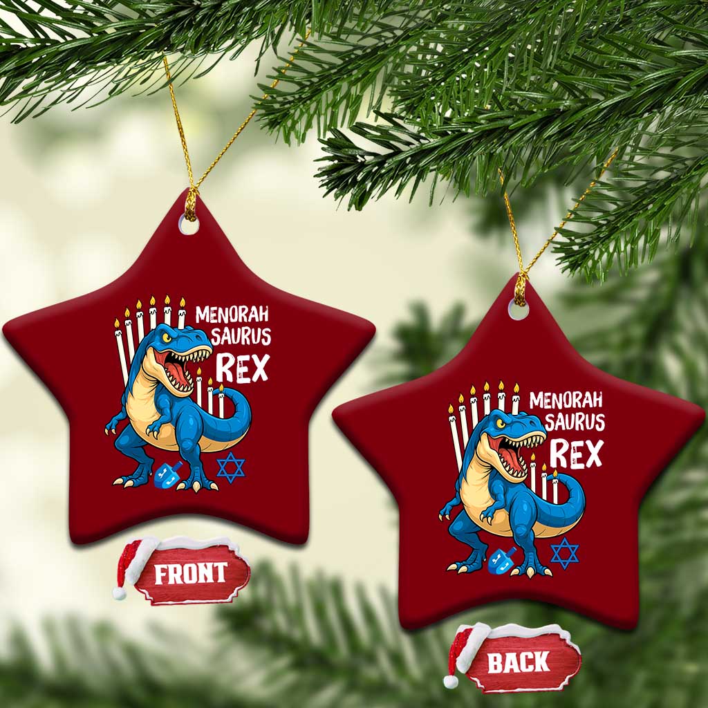 Funny Hanukkah Dinosaur Ceramic Ornament Menorasaurus Rex Jewish Holiday Chanukkah TS11 Print Your Wear