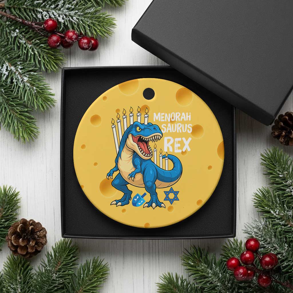 Funny Hanukkah Dinosaur Ceramic Ornament Menorasaurus Rex Jewish Holiday Chanukkah TS11 1pc Yellow Cheese Print Your Wear