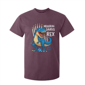 Funny Hanukkah Dinosaur T Shirt For Kid Menorasaurus Rex Jewish Holiday Chanukkah TS11 Maroon Print Your Wear