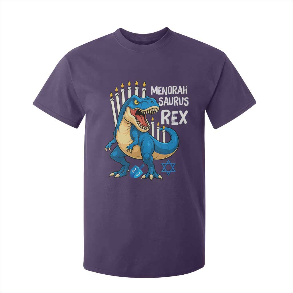 Funny Hanukkah Dinosaur T Shirt For Kid Menorasaurus Rex Jewish Holiday Chanukkah TS11 Purple Print Your Wear