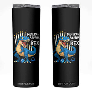 Funny Hanukkah Dinosaur Skinny Tumbler Menorasaurus Rex Jewish Holiday Chanukkah TS11 Black Print Your Wear